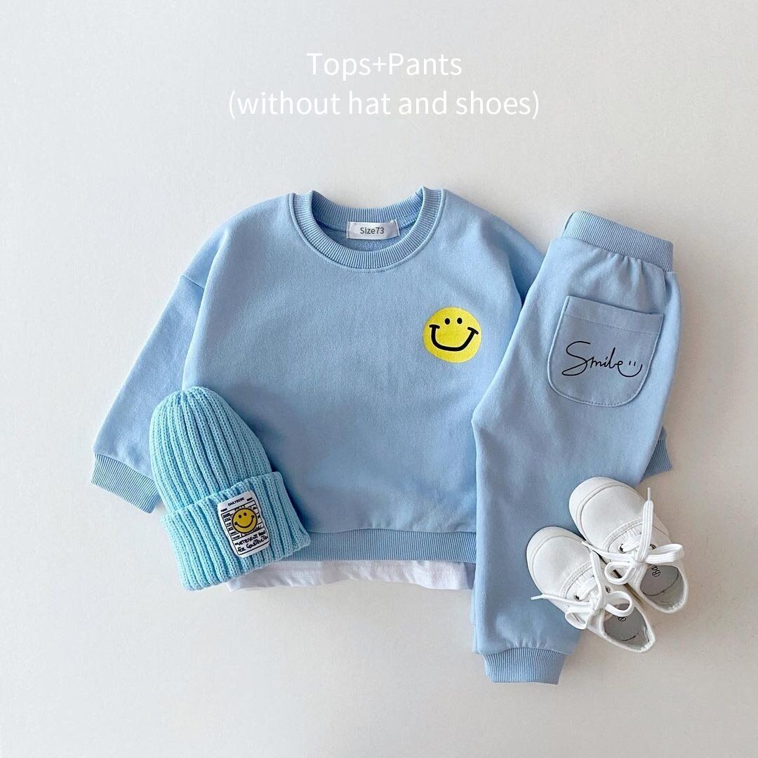 Baby Smiley Print Tracksuit (Sky Blue)