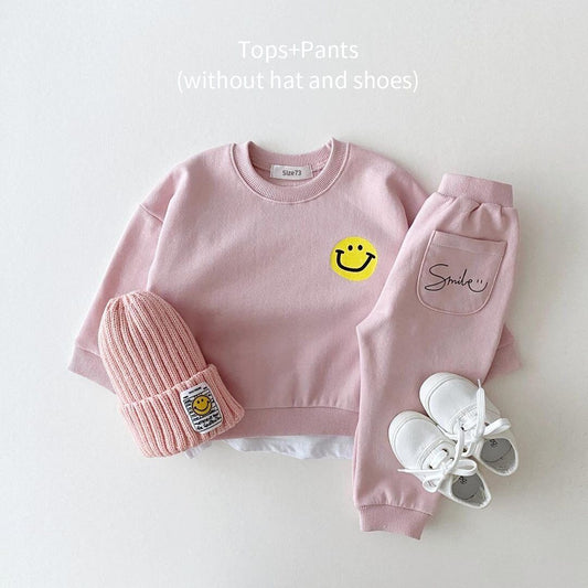 Baby Smiley Print Tracksuit (Pink)